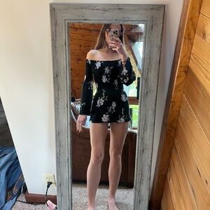 Kendall & Kylie Black Floral Off-Shoulder Romper